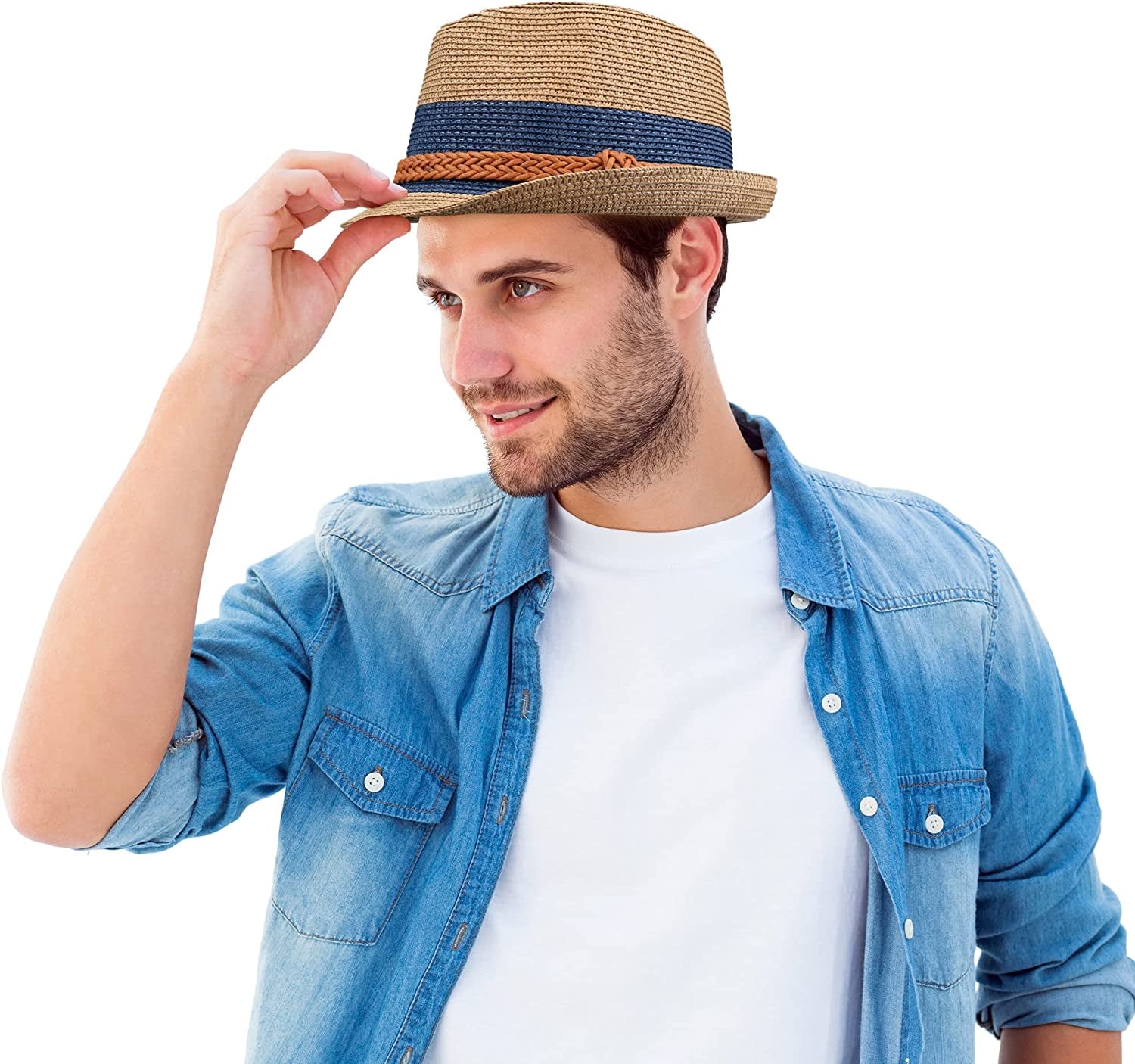 Panama Hat Straw Fedora Sun Hats Vintage Braid for Women & Men Beach Hat Summer Hat UV UPF 50 Apparel & Accessories > Clothing Accessories > Hats Naivlizer   