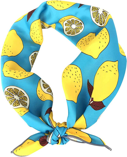 GERINLY Cute Bandana for Women Fruits Printed Square Hair Scarf Headband Summer Accessories Apparel & Accessories > Clothing Accessories > Bandanas & Headties GERINLY Light Blue  
