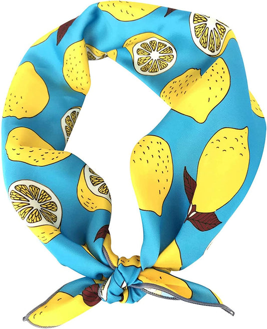 GERINLY Cute Bandana for Women Fruits Printed Square Hair Scarf Headband Summer Accessories Apparel & Accessories > Clothing Accessories > Bandanas & Headties GERINLY Light Blue  