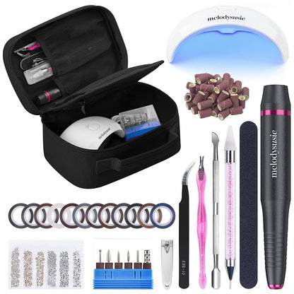Melodysusie 85 in 1 Acrylic Nail Kit with Storage Bag Pink, Portable Electric Nail Drill, U V LED Nail Lamp, Manicure Tools Set, Compact Gel Nail Starter Kit, Nail Art Supplies DIY at Home Health & Beauty > Personal Care > Cosmetics > Cosmetic Tools > Nail Tools MelodySusie Set 3  