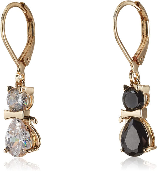 Betsey Johnson CZ Cat Mismatched Drop Earrings Apparel & Accessories > Jewelry > Earrings Betsey Johnson   