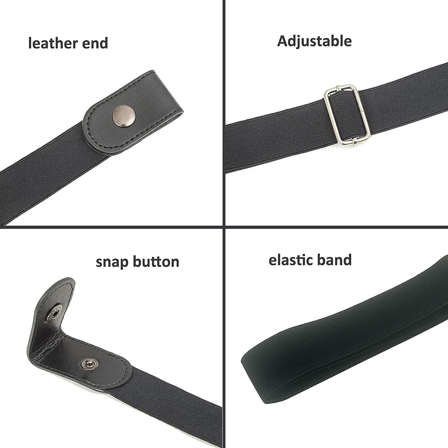MSTOKIN No Buckle Stretch Belt Invisible Elastic Buckleless Belts for Jeans Double O Ring Belt for Waist Dress Pack of 4,2 Apparel & Accessories > Clothing Accessories > Belts MSTOKIN   