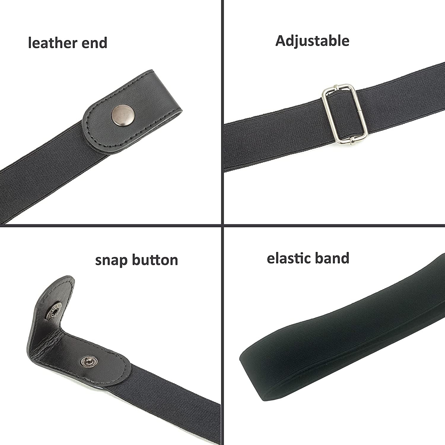 MSTOKIN No Buckle Stretch Belt Invisible Elastic Buckleless Belts for Jeans Double O Ring Belt for Waist Dress Pack of 4,2 Apparel & Accessories > Clothing Accessories > Belts MSTOKIN   