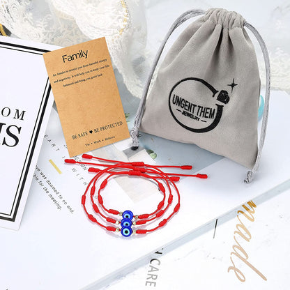 UNGENT THEM Lucky Gifts for Mommy and Me Evil Eye Red String Protection Adjustable Bracelets Set for Women Men Family Apparel & Accessories > Jewelry > Bracelets UNGENT THEM   