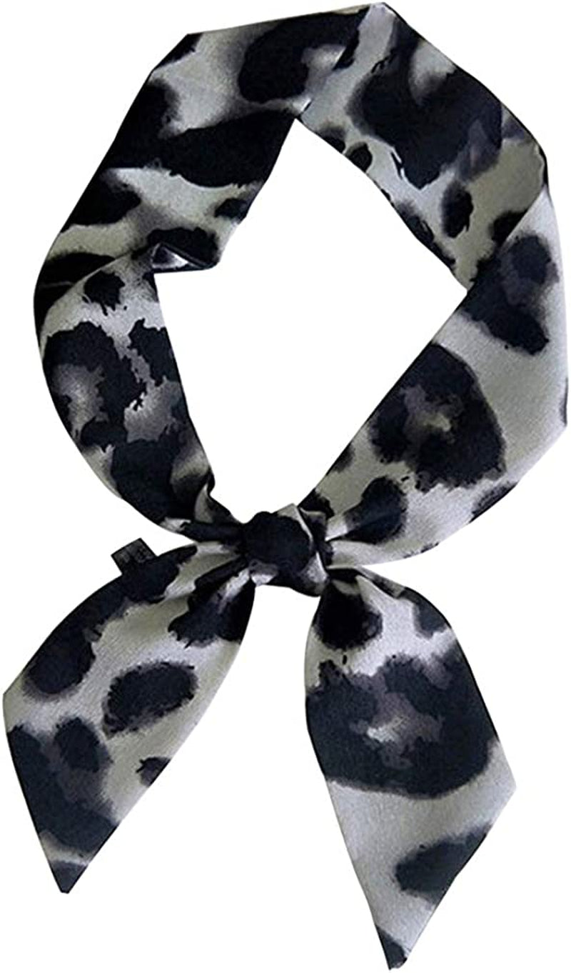 GERINLY Leopard Neck Tie Chic Skinny Scarf Hairband Stylish Purse Scarf Leopard Accessory Apparel & Accessories > Clothing Accessories > Bandanas & Headties GERINLY Dark Grey  