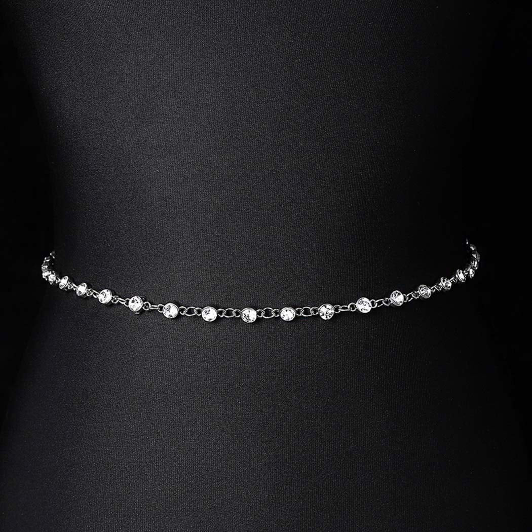 Nicute Boho Rhinestone Belly Chain Waist Chains Summer Crystal Body Jewelry for Women and Girls (Silver) Apparel & Accessories > Jewelry > Body Jewelry Nicute   