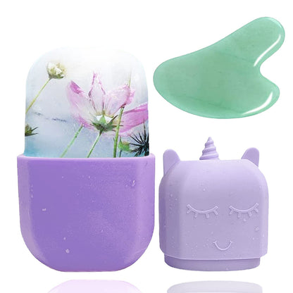 Loucky Ice Roller for Face and Gua Sha Set, Ice Face Roller Mold for Skin Care, Silicone Facial Roller for Eyes, Facial Ice Roller and Gua Sha Facial Tools, Remove Puffiness, Remove Fine Lines Health & Beauty > Personal Care > Cosmetics > Cosmetic Tools > Skin Care Tools loucky Purple  
