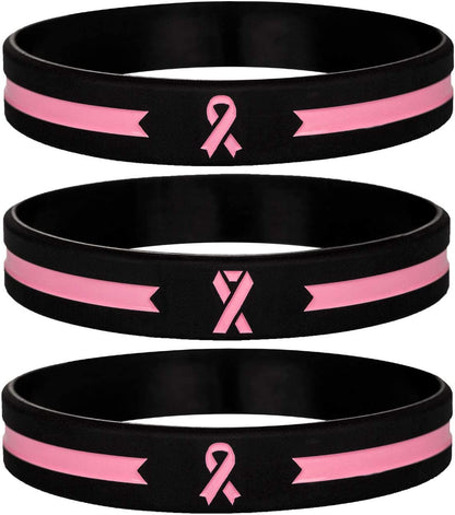 Sainstone Pink Awareness Ribbon Silicone Bracelets, Mental Health Awareness Bracelet, Pink Ribbon Wristbands Unisex for Men Women Apparel & Accessories > Jewelry > Bracelets Sainstone   