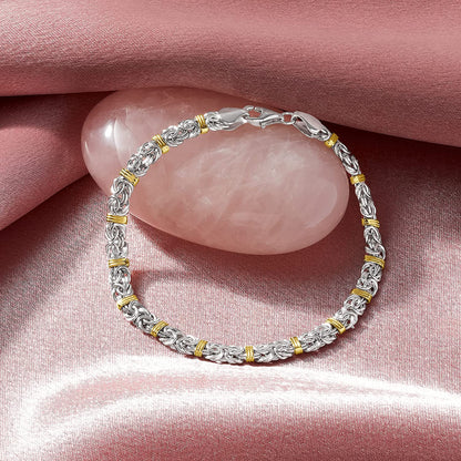 Ross-Simons Sterling Silver and 14Kt Yellow Gold Byzantine Station Bracelet Apparel & Accessories > Jewelry > Bracelets Ross-Simons   