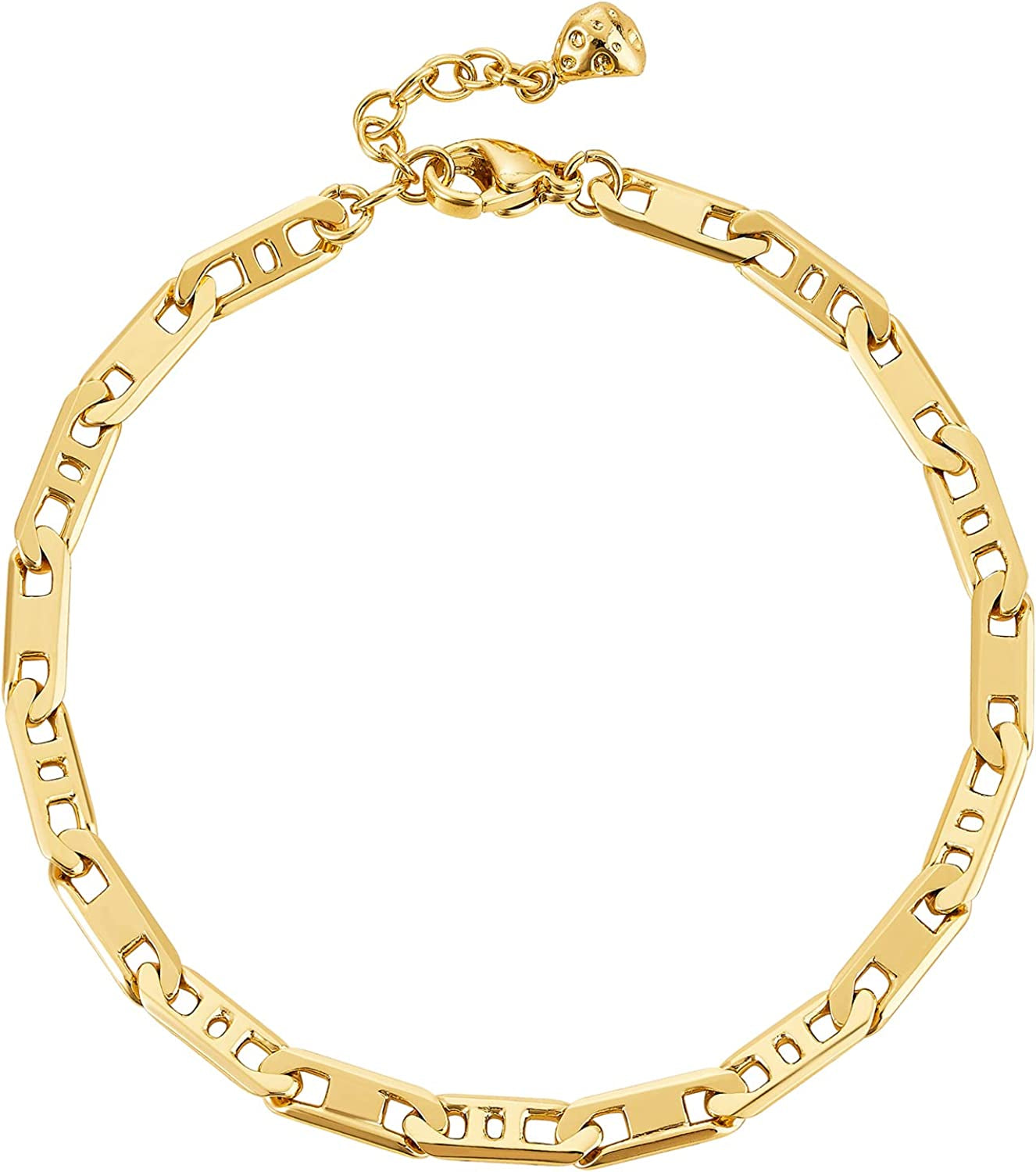 MEVECCO Gold Beaded Bracelets,18K Gold Plated Handmade Cute Satellite Diamond Cut Oval and round Beads Rope Chain Dainty Bracelet for Women Apparel & Accessories > Jewelry > Bracelets Mevecco Mariner 3.9mm  