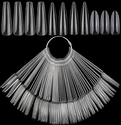Loveourhome 150Pc Long Coffin Nail Swatch Sticks Vanish Polish Color Design Display Stick Tips Ballerina Sample Tester Sticks Nails Art Practice Tools with Rings Health & Beauty > Personal Care > Cosmetics > Cosmetic Tools > Nail Tools LoveOurHome Almond Coffin Stiletto  
