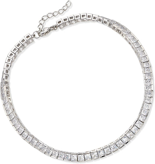 Ross-Simons 10.35 Ct. T.W. Princess-Cut CZ Tennis Anklet in Sterling Silver. 9 Inches Apparel & Accessories > Jewelry > Anklets Ross-Simons   