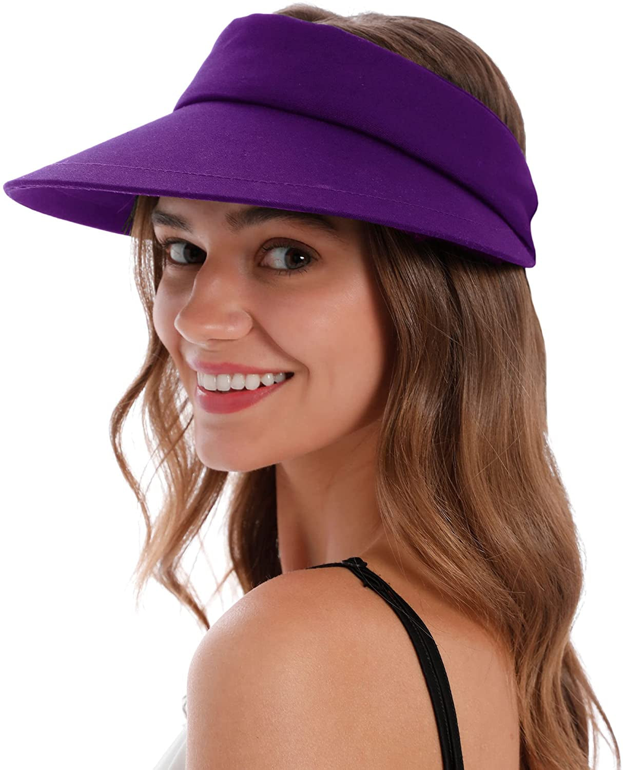 Simplicity Women'S UPF 50+ UV Protection Wide Brim Beach Sun Visor Hat Apparel & Accessories > Clothing Accessories > Hats Simplicity Purple Without Bow  