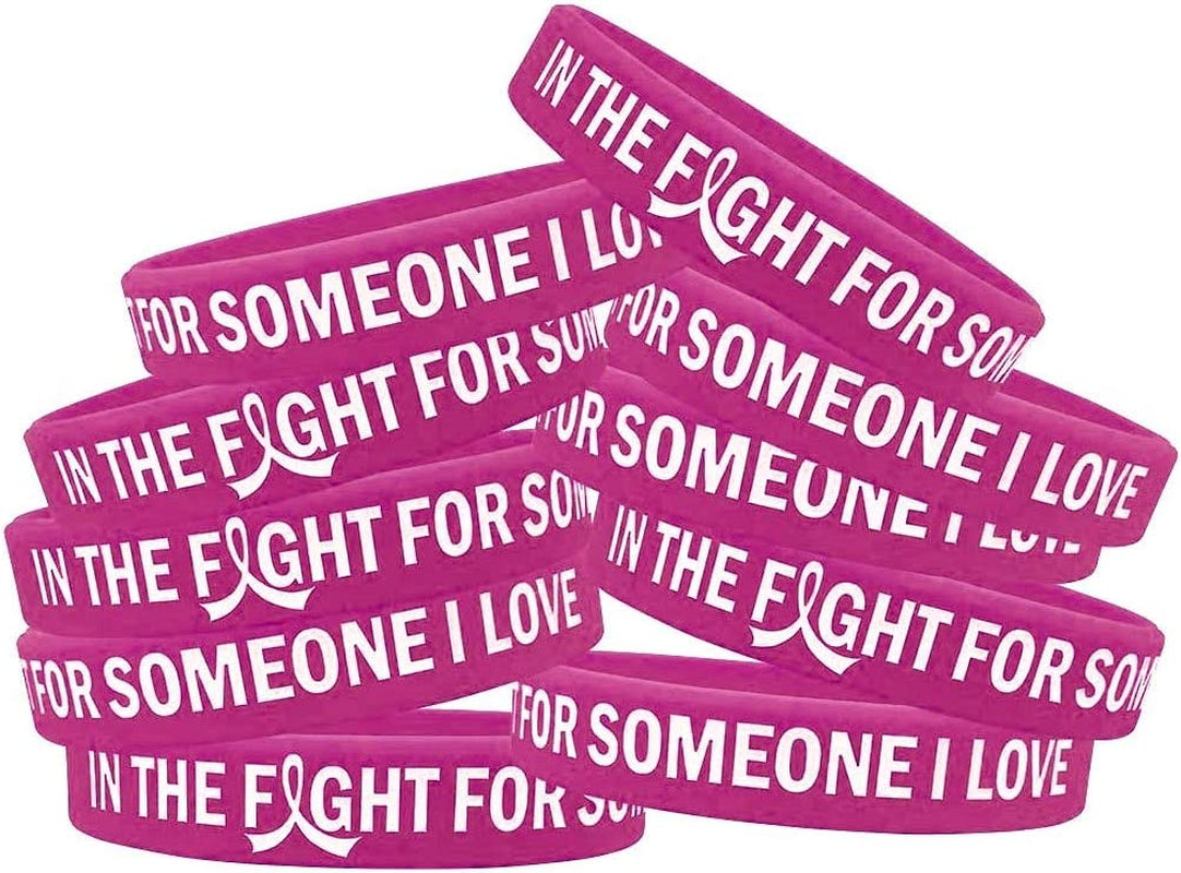 In the Fight for Someone I Love Silicone Wristband Bracelet Premium Quality 10-Pack (Assorted Colors) Apparel & Accessories > Jewelry > Bracelets Fight Like a Girl Hot Pink  