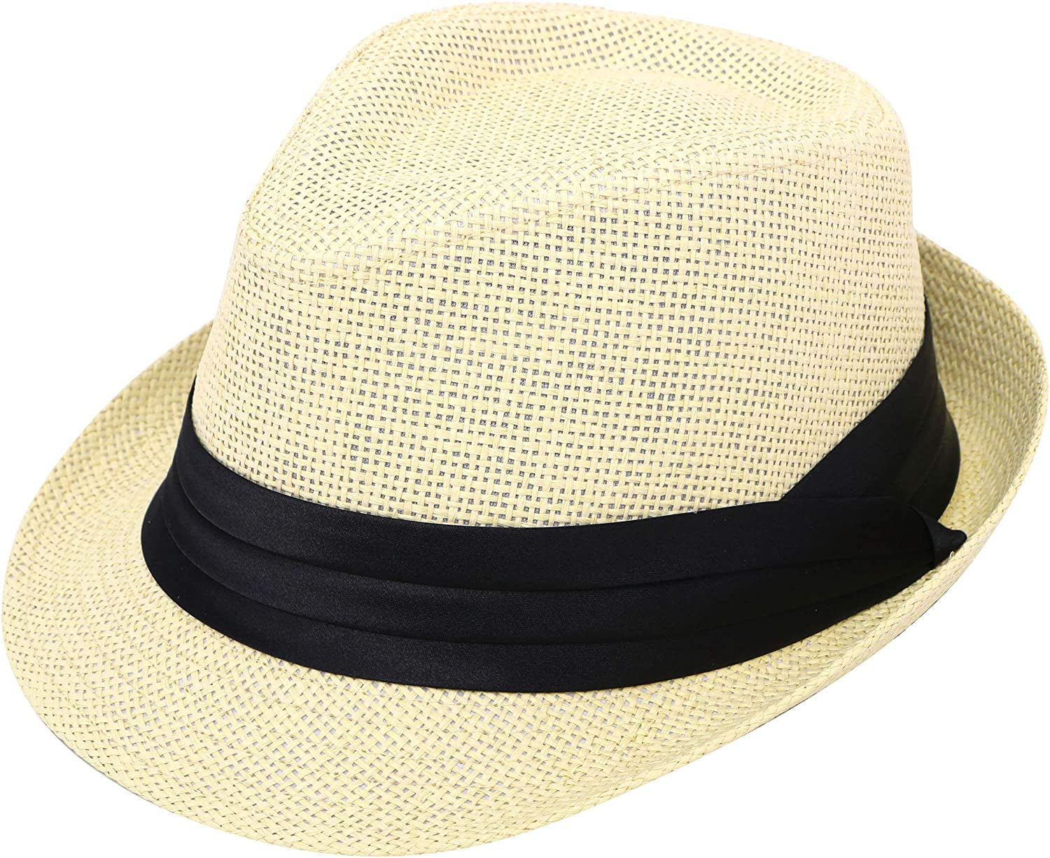 Simplicity Fedora for Men Women Unisex Men'S Women'S Classic Manhattan Structured Gangster Trilby Fedora Hat Apparel & Accessories > Clothing Accessories > Hats Simplicity Natural Large-X-Large 