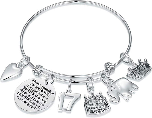 Birthday Gifts for Women Girls Bracelet, Expandable Charm Bracelets 5Th 6Th 7Th 8Th 9Th 10Th 20Th 30Th 40Th 50Th 60Th 70Th 80Th 90Th Birthday Gift for Friend, Mom, Daughter, Niece, Sister, Grandma Apparel & Accessories > Jewelry > Bracelets M MOOHAM 17th  