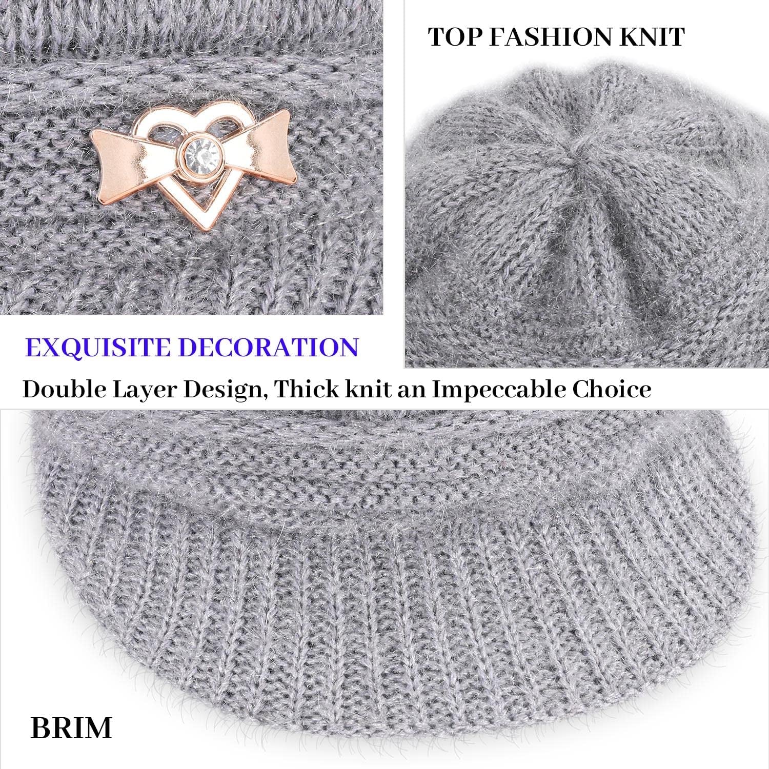 DANMY Women'S Winter Hat, Fleece Lined Womens Beanie Hat, Middle-Aged and Old Warm Earmuff Hat for Women Apparel & Accessories > Clothing Accessories > Hats DANMY   
