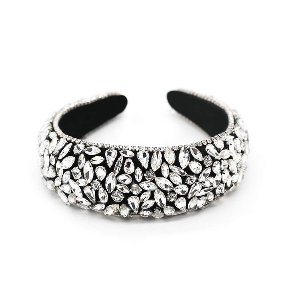 QTMY Wide Headbands Fashion Women Baroque Crystal Gemstone Hair Accessories Head Band Fashion Headwear Hairbands for Women Apparel & Accessories > Clothing Accessories > Headwear QTMY   
