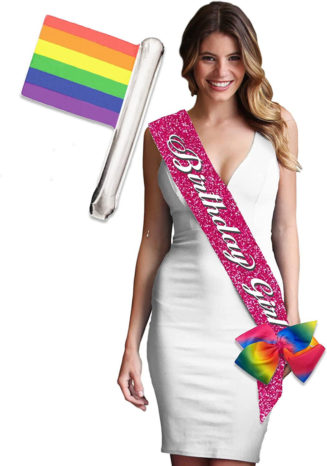 Green Birthday Sash - Flourish Birthday Girl Premium Quality Sash - Birthday Party Decorations & Supplies - Green Sparkle Sash(Bdy GRL) Grn/Sprk Apparel & Accessories > Clothing Accessories > Sashes RhinestoneSash Sparkle Birthday Girl (Hot Pink) Rainbow Bow/Balloon  