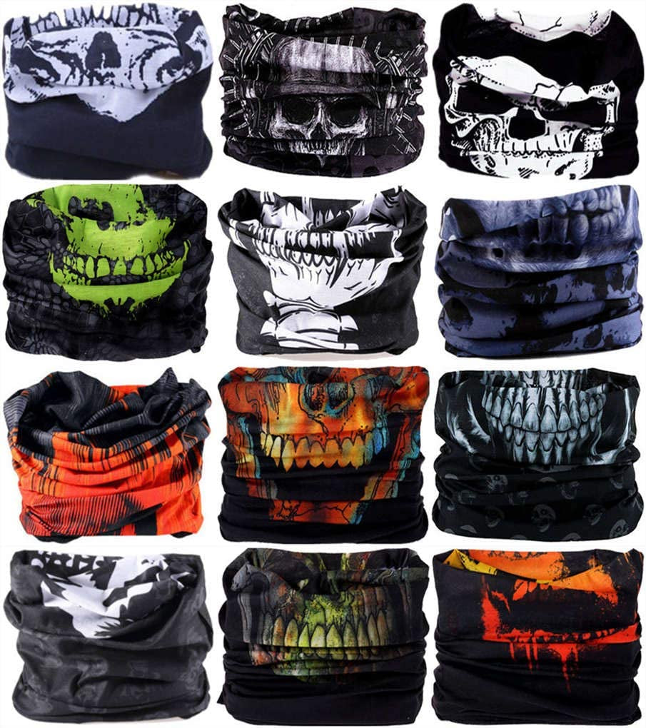 VANCROWN Headband Neck Gaiter Head Wrap Headwear Face Mask Magic Scarf Bandana for Men and Women Apparel & Accessories > Clothing Accessories > Headwear VANCROWN 12PCS.Skeletons  