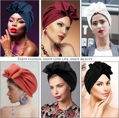 Women Turbans and Head Wraps,Skull-Caps,African Turban Flower Knot Pre-Tied Bonnet Beanie Cap for Women Apparel & Accessories > Clothing Accessories > Headwear DANMY   
