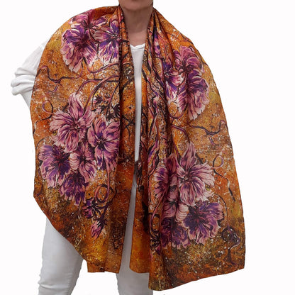 Large Silk Scarf, Fashion Deluxe Long Gold Shawl for Lady, Women Gift Apparel & Accessories > Clothing Accessories > Scarves & Shawls Generic   