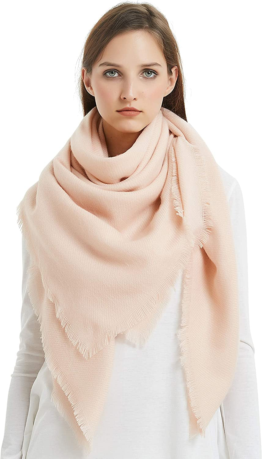 VIVIAN & VINCENT Soft Classic Luxurious Blanket Solid Color Square Scarf Wrap Apparel & Accessories > Clothing Accessories > Scarves & Shawls VIVIAN & VINCENT Pink  