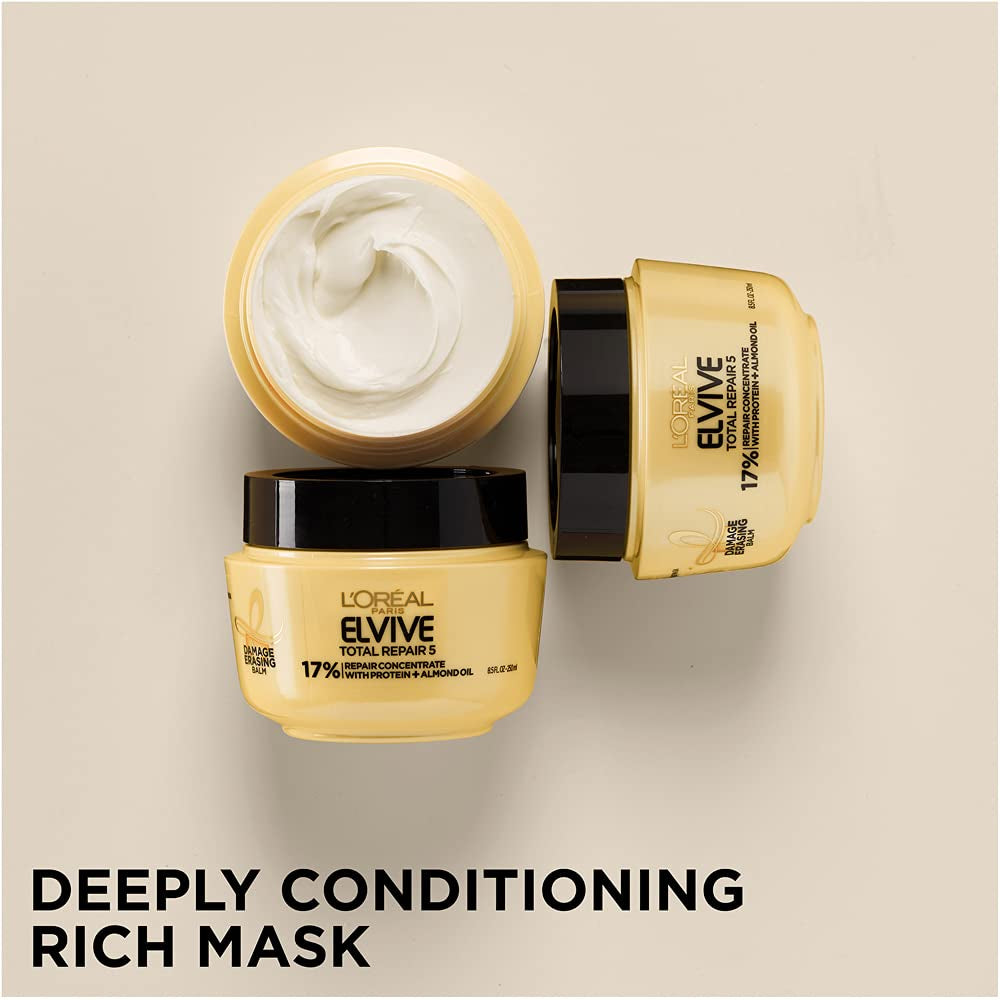 L'Oreal Paris Hair Care Elvive Total Repair 5 Damage Erasing Balm, Conditioning Hair Mask for Damaged Hair, with Almond and Protein, 8.5 Fl; Oz, (Pack of 2) Health & Beauty > Personal Care > Hair Care L'Oreal Paris   