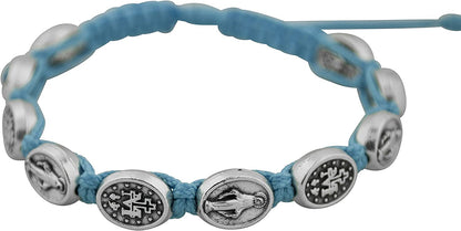 Good Shepherd Creations Adjustable Cord Bracelet with Miraculous Medals Apparel & Accessories > Jewelry > Bracelets Good Shepherd Creations Light Blue  