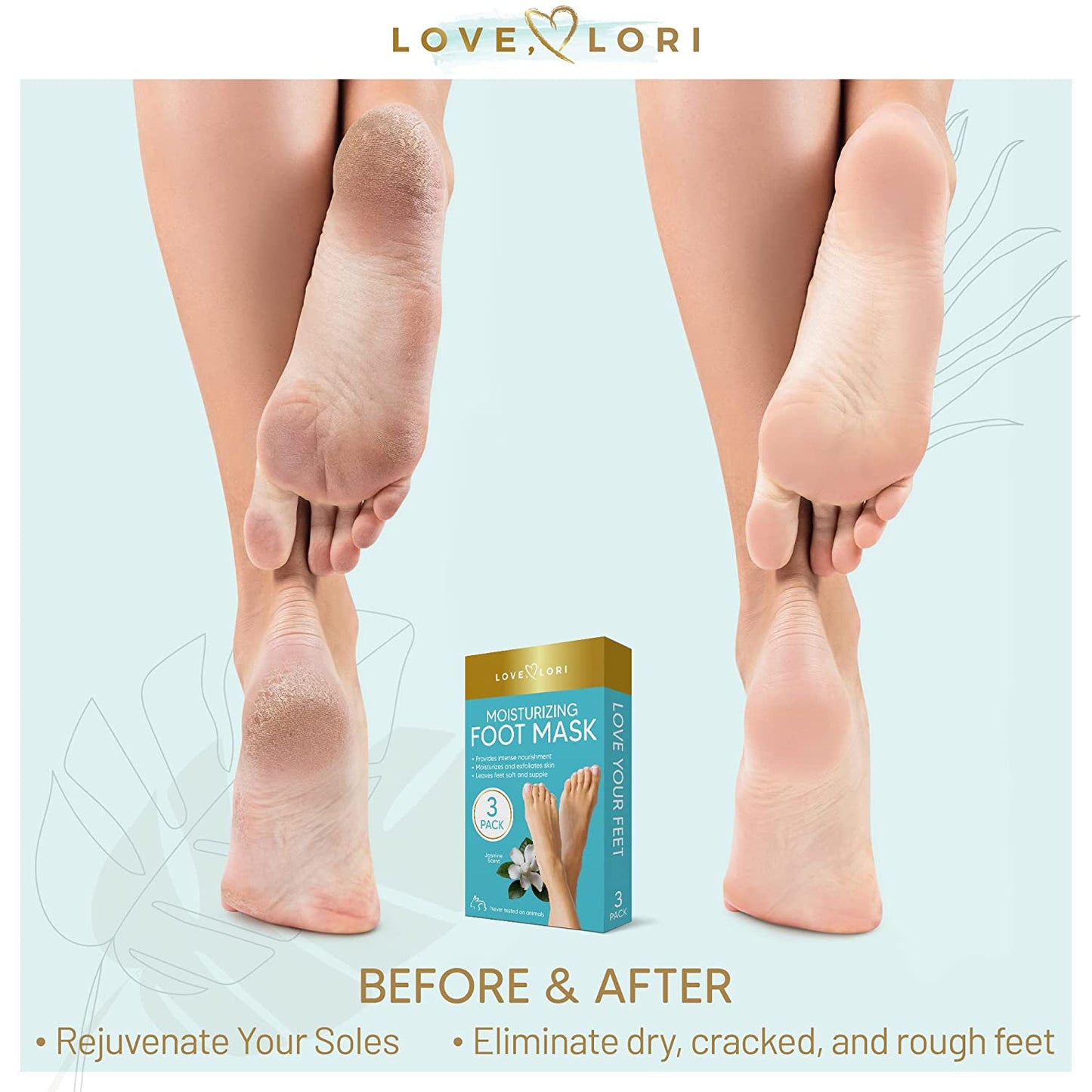 Foot Mask Moisturizing 3 Pairs by Love Lori – Ultra Hydrating Foot Mask for Dry Cracked Feet, (NON-PEEL) with Hyaluronic Acid, Shea Butter & Coconut Oil – Great Self Care Gifts for Women & Men Health & Beauty > Personal Care > Foot Care LOVE, LORI   