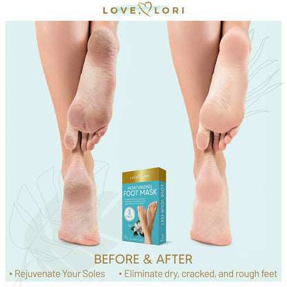 Foot Mask Moisturizing 3 Pairs by Love Lori – Ultra Hydrating Foot Mask for Dry Cracked Feet, (NON-PEEL) with Hyaluronic Acid, Shea Butter & Coconut Oil – Great Self Care Gifts for Women & Men Health & Beauty > Personal Care > Foot Care LOVE, LORI   