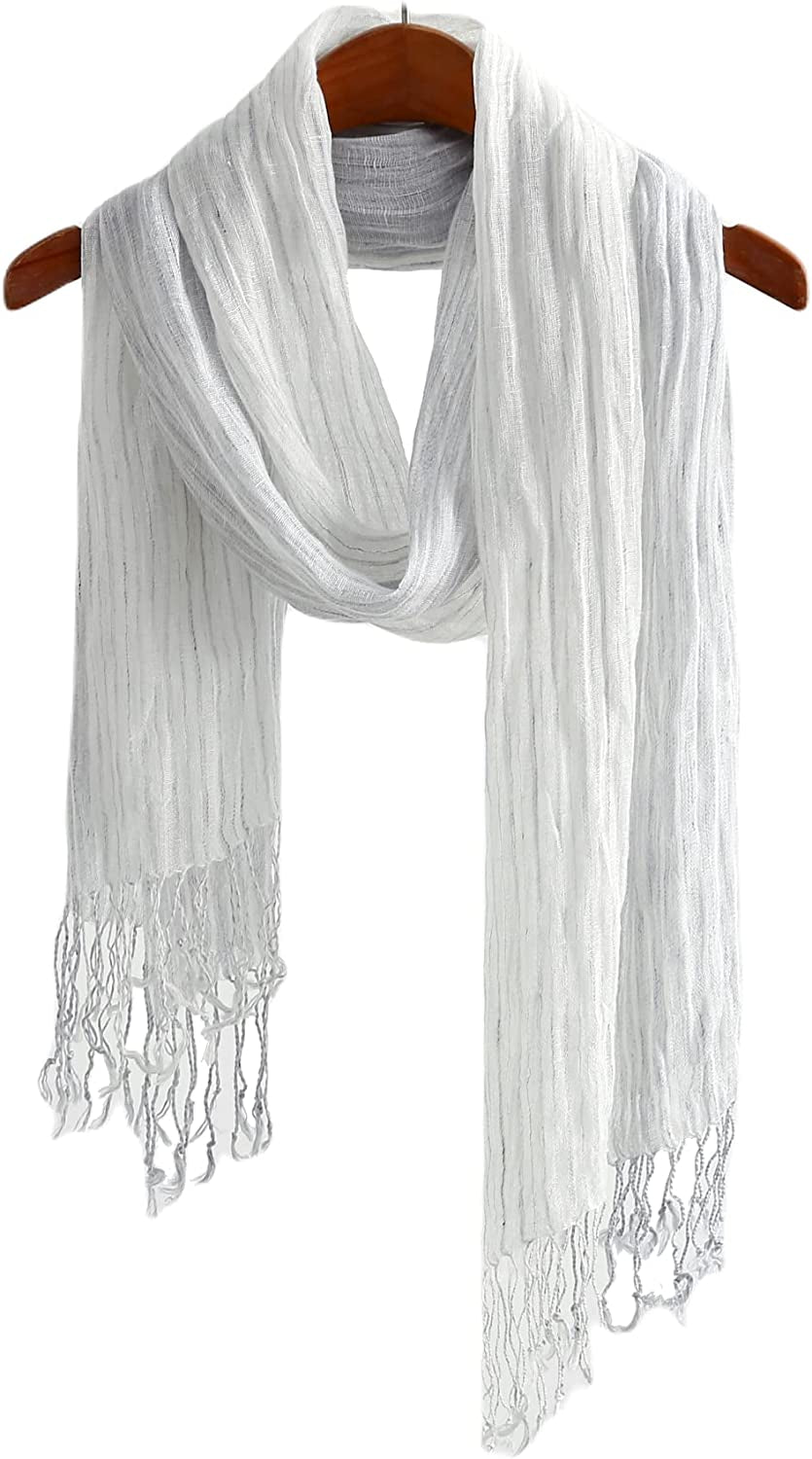 Jeelow Lightweight Summer Scarf Light Shawl Wrap Linen Feel Scarves for Men and Women Apparel & Accessories > Clothing Accessories > Scarves & Shawls Jeelow Grey  