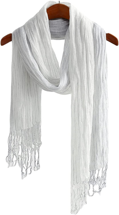 Jeelow Lightweight Summer Scarf Light Shawl Wrap Linen Feel Scarves for Men and Women Apparel & Accessories > Clothing Accessories > Scarves & Shawls Jeelow Grey  