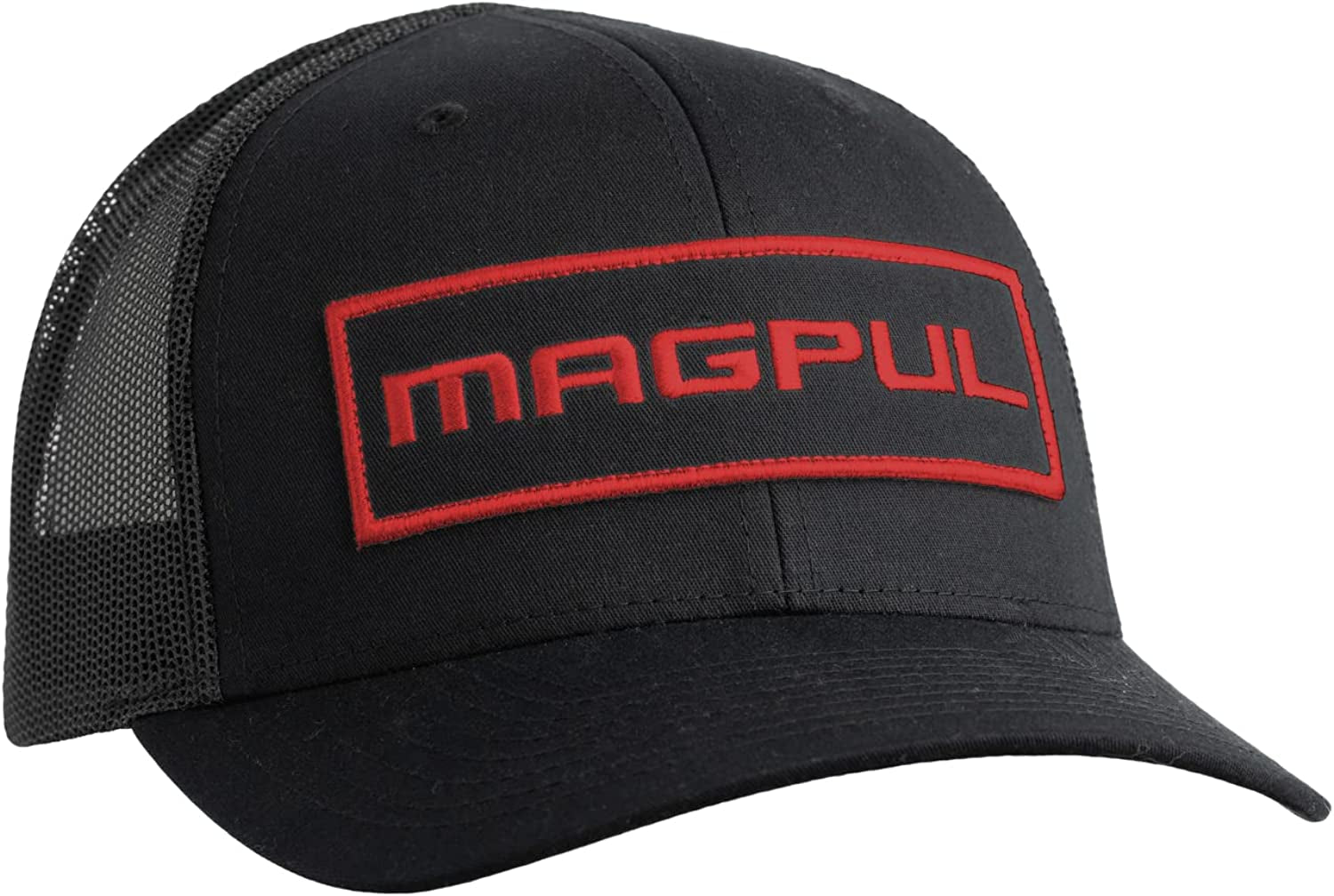 Magpul Trucker Hat Snap Back Baseball Cap, One Size Fits Most Apparel & Accessories > Clothing Accessories > Hats Magpul Wordmark Patch Black/Red One Size 