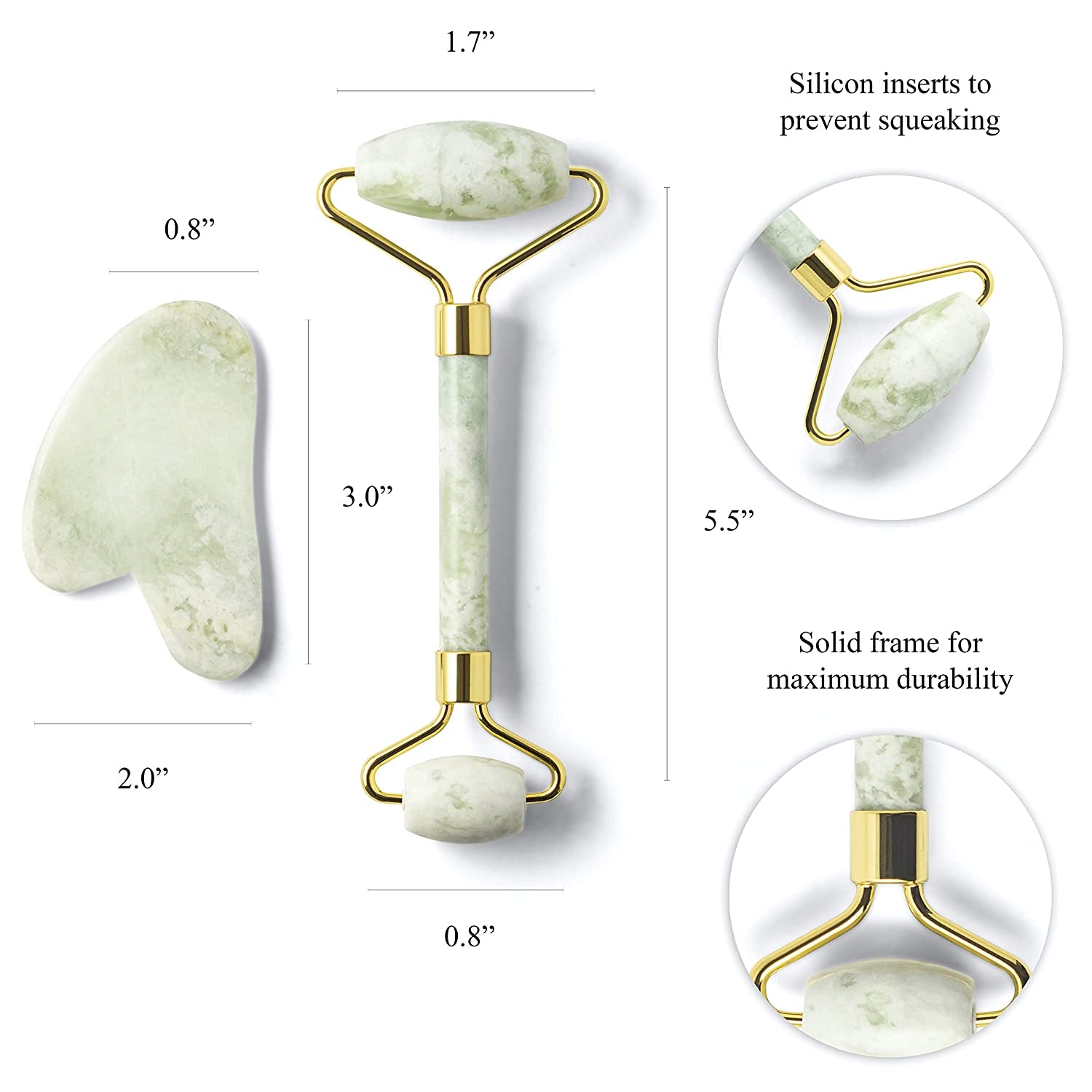 Prettify Premium Jade Face Roller and Gua Sha Set – Authentic Jade Face Roller Massager and Jade Gua Sha Massage Tool Set Health & Beauty > Personal Care > Cosmetics > Cosmetic Tools > Skin Care Tools Prettify   