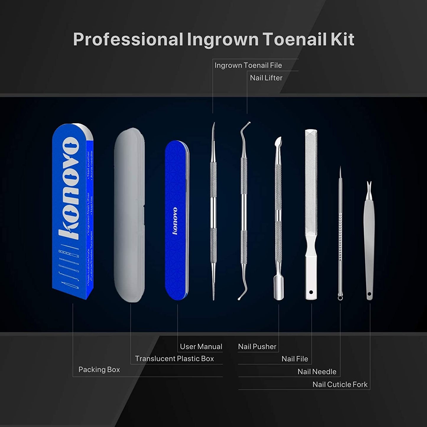 Ingrown Toenail Tool Kit 6PCS, Ingrown Toenail File and Lifter Double Sided, Sterilizable Stainless Steel Material,Pedicure Tools Professional Health & Beauty > Personal Care > Cosmetics > Cosmetic Tools > Nail Tools konovo   