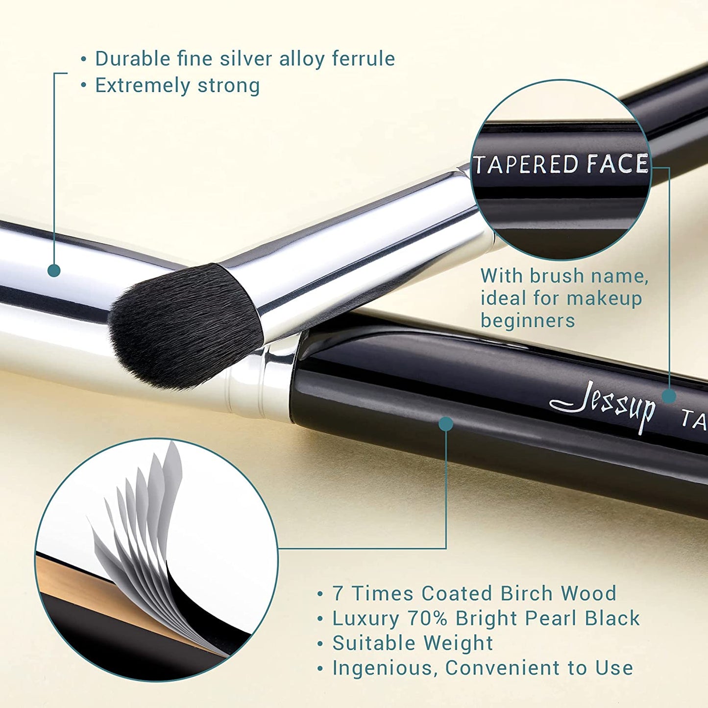 Jessup Pro Makeup Brushes 15 Pcs Makeup Brush Set Beauty Cosmetics Make up Powder Foundation Eyeshadow Eyeliner Blending Lip Brush Tools (Black /Silver) T092 Health & Beauty > Personal Care > Cosmetics > Cosmetic Tools > Makeup Tools Jessup   