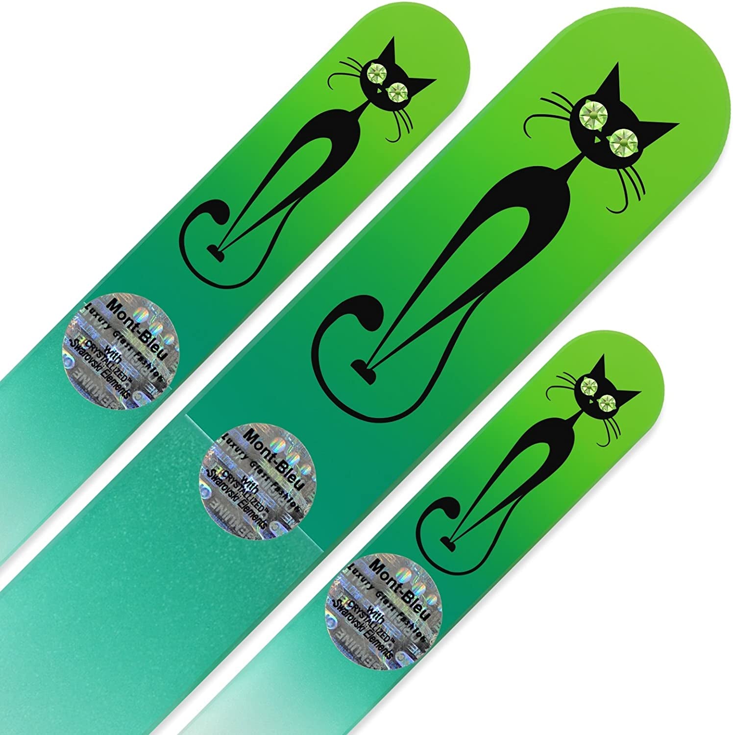 Mont Bleu Set of 3 Cats Crystal Nail Files Hand Decorated with Crystals from Swarovski - Handmade - Czech Tempered Glass - Lifetime Guaranty - Excellent Nail Filing Tools - Premium Glass Nail File Health & Beauty > Personal Care > Cosmetics > Cosmetic Tools > Nail Tools Mont Bleu   