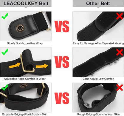 No Buckle Stretch Belt for Women/Men—2 Pack Elastic Invisible Belt for Jeans Apparel & Accessories > Clothing Accessories > Belts LEACOOLKEY   