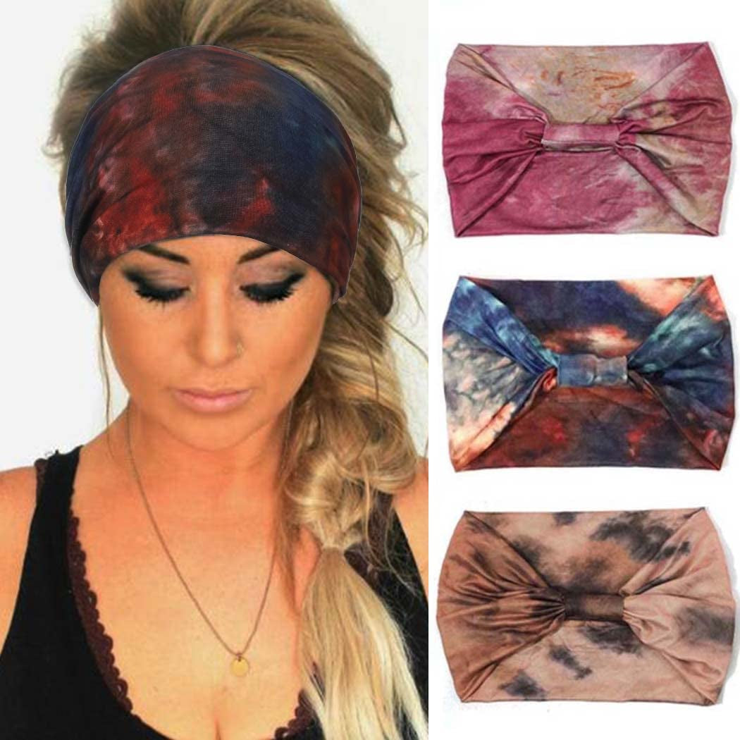 CAKURE Boho Wide Headbands African Head Wraps Stretchy Hairbands Stripe Turban Head Bands for Women and Girls Pack of 3 (Set1) Apparel & Accessories > Clothing Accessories > Bandanas & Headties CAKURE Set6  