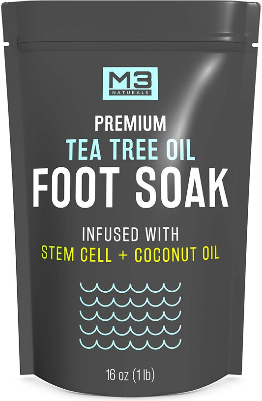 M3 Naturals Tea Tree Oil Epsom Salt Pedicure Foot Soak with Coconut Oil & Stem Cell - Foot Care - Foot Bath Soak - Athletes Foot Treatment, Toenail Fungus & Foot Odor Foot Soaker Foot Spa Soak Health & Beauty > Personal Care > Foot Care M3 Naturals   