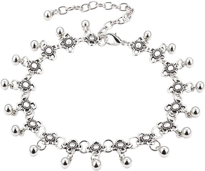 Beach Bells Ankle Bracelets for Women Girls Style Chain Beach Anklet Bracelet Jewelry Anklet Adjustable Size Wave Bracelet Smart Bracelet (Silver, One Size) Apparel & Accessories > Jewelry > Anklets Generic   