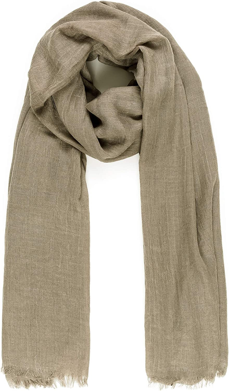 Scarfs for Women Fashion Lightweight Solid Colors Wrap Shawl for Fall Winter Apparel & Accessories > Clothing Accessories > Scarves & Shawls MIMOSITO 2 Fringed Edges, Dark Taupe  