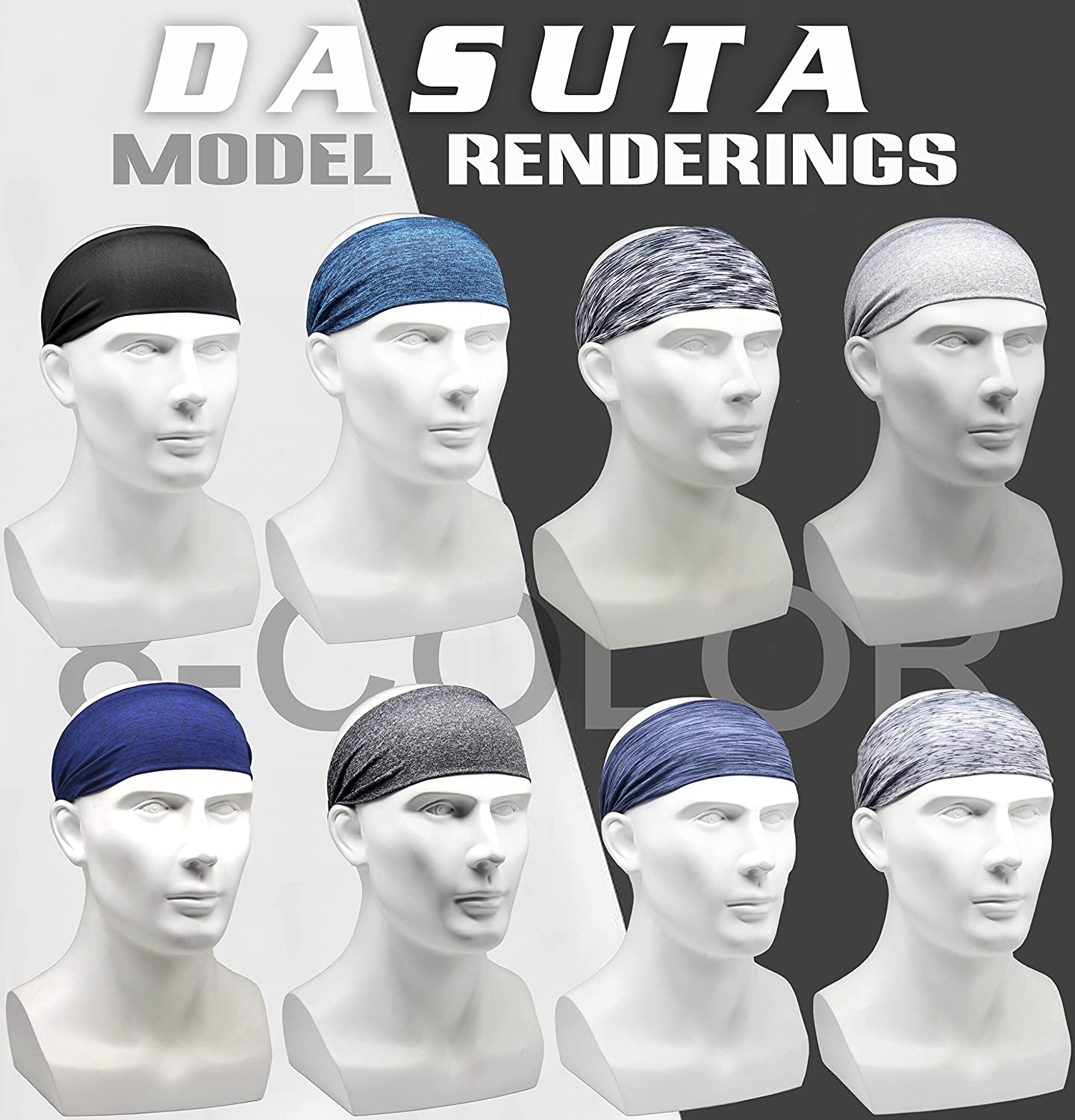 DASUTA 8 PCS Women'S Workout Headbands Yoga Sport Sweatbands Fitness Hairbands for Travel Athletic Elastic Moisture Wicking for Men and Women Apparel & Accessories > Clothing Accessories > Bandanas & Headties DASUTA   