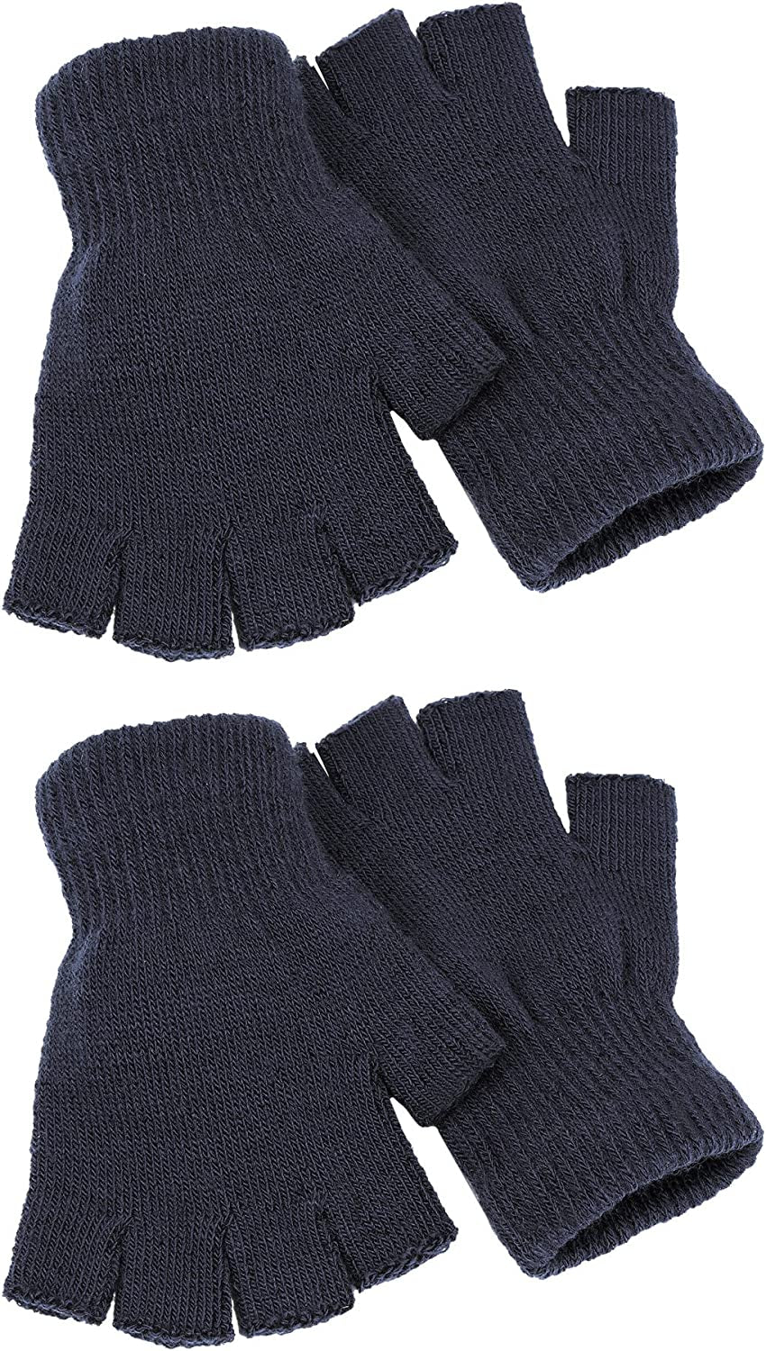 Satinior 2 Pair Unisex Half Finger Gloves Winter Stretchy Knit Fingerless Gloves in Common Size Apparel & Accessories > Clothing Accessories > Gloves & Mittens SATINIOR Grey  