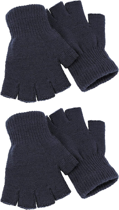 Satinior 2 Pair Unisex Half Finger Gloves Winter Stretchy Knit Fingerless Gloves in Common Size Apparel & Accessories > Clothing Accessories > Gloves & Mittens SATINIOR Grey  
