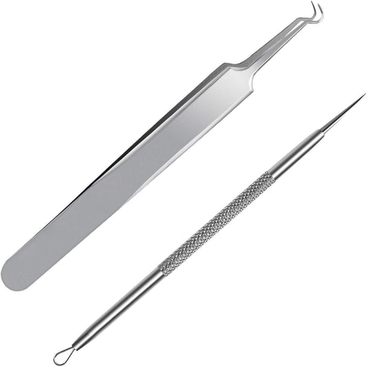 FIXBODY Blackhead and Splinter Remover Tools - Stainless Steel Professional Easily Cure Pimples Whiteheads Comedones Acne Zit Ingrown Hairs and Facial Impurities Bend Head Tweezer Surgical Kit Health & Beauty > Personal Care > Cosmetics > Cosmetic Tools > Skin Care Tools FIXBODY   