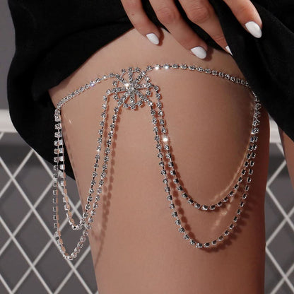 Dresbe Boho Rhinestones Leg Chain Layered Body Chains Ballerina Thigh Chain Party Bikini Body Jewelry Accessories for Women and Girls (Gold) Apparel & Accessories > Jewelry > Body Jewelry Dresbe Silver Snowflake  