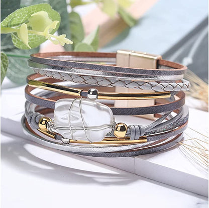 Fesciory Leopard Bracelet for Women Wrap Multi-Layer Leather Bracelet Magnetic Clasp Cuff Bangle Jewelry Apparel & Accessories > Jewelry > Bracelets Fesciory   