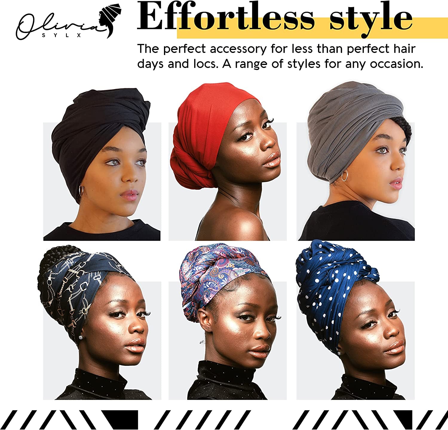 Head Wrap for Black Women - African Hair Wrap & Hair Scarf - Jersey Hair Turbans for Women - Soft & Breathable Headwrap Apparel & Accessories > Clothing Accessories > Bandanas & Headties Olivia Sylx   